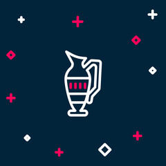 Line Ancient amphorae icon isolated on blue background. Colorful outline concept. Vector