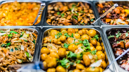Asian food sold in a shopping mall food court