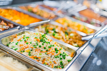 Asian food sold in a shopping mall food court