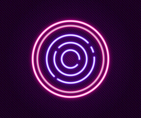 Glowing neon line Checker game chips icon isolated on black background. Colorful outline concept. Vector