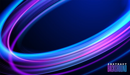 Abstract Motion Light Effect. Futuristic Speed line Shining Blue Wave. Vector illustration.