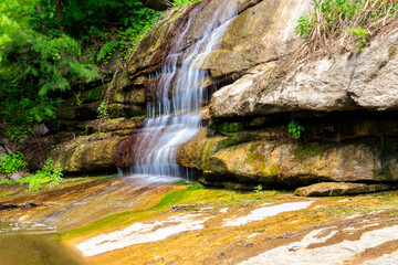 Beautiful waterfall in Sofiyivka park in Uman, Ukraine