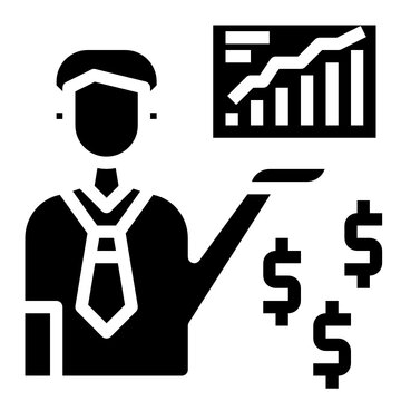 businessman presenting financial growth chart clip art preview