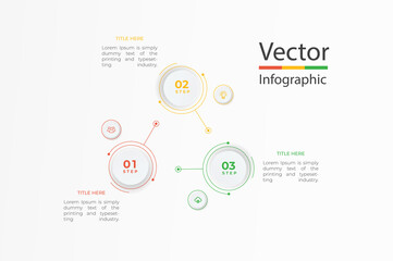 Fototapeta na wymiar Vector infographic template with 3D paper label, integrated circles. Business concept with 3 options. 