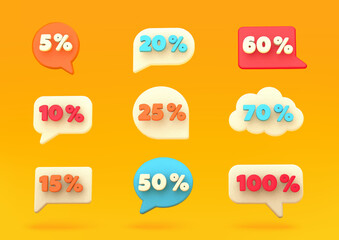 Percent discount number bubbles, promotional leaflet, promotion, on line store.