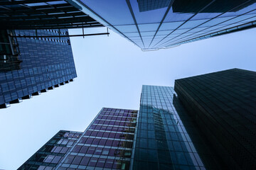 Fototapeta na wymiar Glass sided business buildings in London City, England United Kingdom UK
