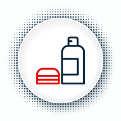 Line Bottle of shampoo icon isolated on white background. Colorful outline concept. Vector