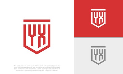 Initials YX logo design. Initial Letter Logo. Shield logo.