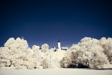 infrared photography - surreal ir photo of landscape with trees under cloudy sky - the art of our...