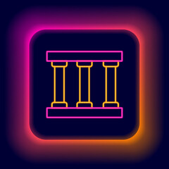 Glowing neon line Prison window icon isolated on black background. Colorful outline concept. Vector