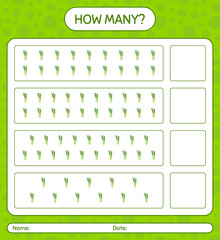 How many counting game with spring onion. worksheet for preschool kids, kids activity sheet, printable worksheet
