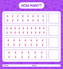 How many counting game with turnip. worksheet for preschool kids, kids activity sheet, printable worksheet