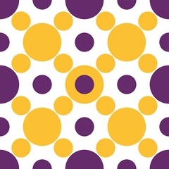 Seamless geometric pattern on yellow and purple colors. White background. Designed for textile fabrics, wrapping paper, background, wallpaper cover.