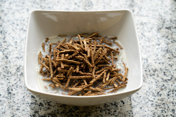 Close up of cereal bran sticks. Macro photography.