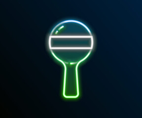 Glowing neon line Rattle baby toy icon isolated on black background. Beanbag sign. Colorful outline concept. Vector