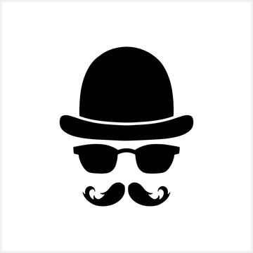 Hipster icon isolated on white. Stencil vector stock illustration. EPS 10