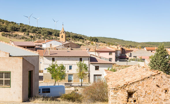 a view of El Pedregal village, Province of Guadalajara, Castile La Mancha, Spain
