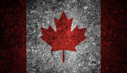 Grunge canadian flag with scratched stone texture