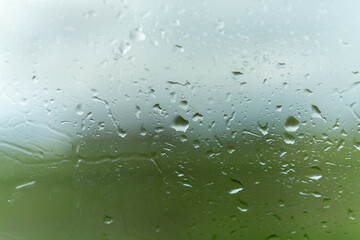 Rain drops on moving car window