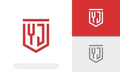 Initials YJ logo design. Initial Letter Logo. Shield logo.