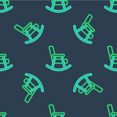 Line Rocking chair icon isolated seamless pattern on blue background. Vector