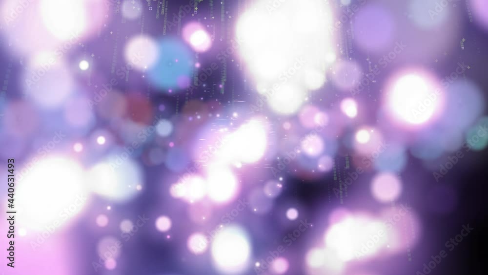 Poster abstract cosmic starfall on a background of blurry particles in iridescent neon rays. colored cosmic