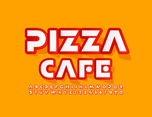 Vector bright Sign Pizza Cafe. Trendy Bright Font. Creative Alphabet Letters and Numbers set