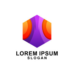 Hexagon inspiration gradient color logo design