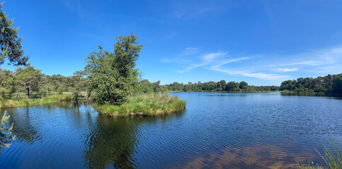 Fototapeta na wymiar Panorama from lake Brandeveen in Drenthe
