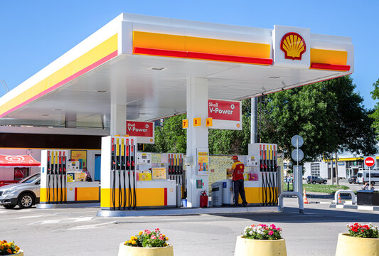 Shell gas station in sunny day
