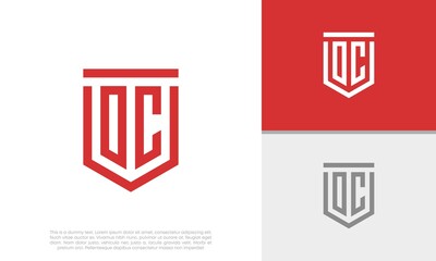 Initials DC. OC logo design. Initial Letter Logo. Shield logo.