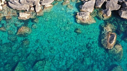 Birdview of mediterranean sea water of a lovely coastline-
Mallorca best beaches 