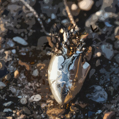 Tree growing from broken heart. Acceptance and forgiveness concept