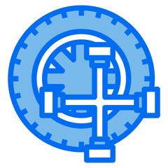 tire blue line icon