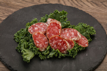 Iberian pork Fuet sausage slices
