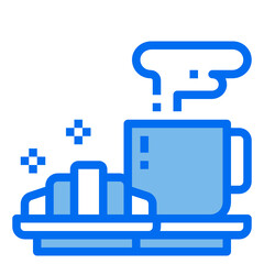 Breakfast blue line icon