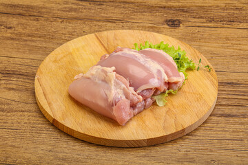 Raw chicken boneless and skinless leg