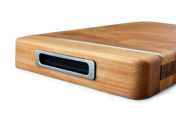 wooden plank with vegetables and spices on a light and dark background