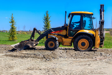 Bulldozer working on a road construction site