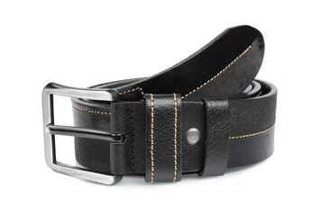Leather belt, isolated on a white background
