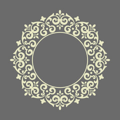 Decorative frame Elegant vector element for design in Eastern style, place for text. Floral gray border. Lace illustration for invitations and greeting cards.