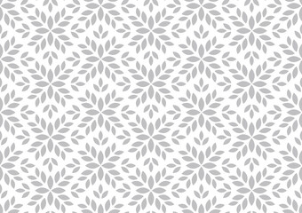 Flower geometric pattern. Seamless vector background. White and gray ornament.