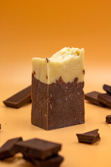 Photo still life chocolate natural handmade soap