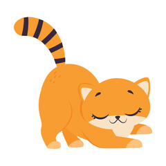 Cute Playful Red Kitten, Adorable Funny Pet Baby Animal Cartoon Vector Illustration