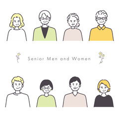 シニア男女のアイコンイラスト