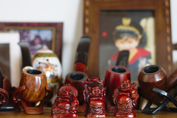 shelf with various trinkets