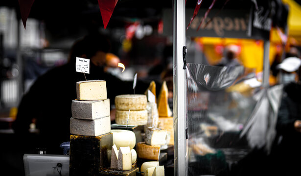 The cheese market in West London in summer