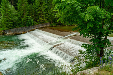 Ammer, Ammertal, Wehr, Fluss, Bayern, Oberbayern Deutschland