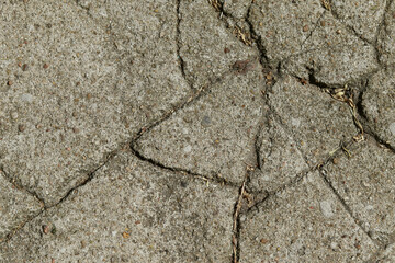 Texture of cracked old asphalt close-up