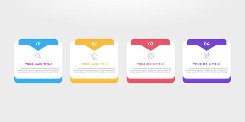 Colourful infographic steps with text boxes. Business concept with 4 steps.
